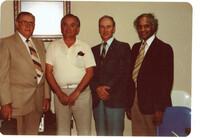 1981- Fire Cief Don Stioll & Deputy Rubin Hagan pose with mayor & Chair