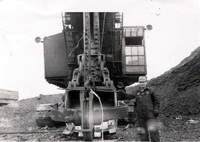 "Dad " Dan Senka in front of the Marion Shovel he operated