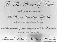  Invitation to 1920 Visit to Flin Flon by the Legislature and others