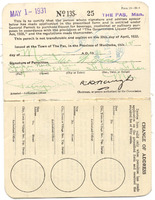 Manitoba Liquor Permit 1931