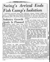 Newspaper report on arrival of frieght swing