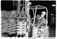  Don Stein using a fork lift truck to pile stacks of zinc