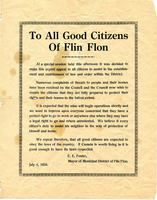 Mayor E E Foster Letter July 4, 1934