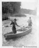 Canoe in fast wate