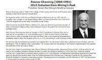  Roscoe Channing Mining Hall of Fame