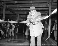 Mayor Jack Freedman Cutting the Ribbon at Curling Rink