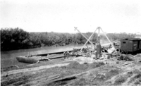 1910s Barge of copper ore from Mandy Mine on The Pas River.