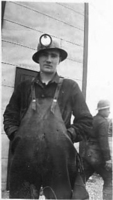 Stan Townsen wearing his mining helmet 1930