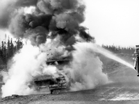 Firemen dealing with Car Fire 