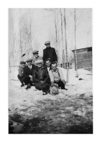 Seven Men Outside Ross Lake Rooms Flin Flon C 1932