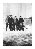 Seven Men Outside Ross Lake Rooms Flin Flon C 1932 
