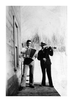Two Musicians on the porch of Ross Lake Rooms C 1932