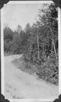 Don Jacobson on the "Tote" road to Mile 83 (Channing) 1930
