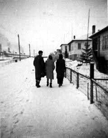 Walking home from the rink past company cottages late 1940;s 