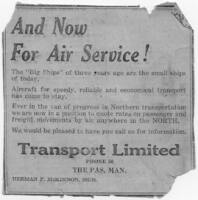 Transport Ltd.. C 1931 Announcing Opening of Air Service.