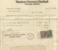 Dec 22 1931 Transport Ltd. Order to Western Grocers for Cigars and Tobacco