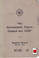 1931 Manitoba Government Liquor Permit 