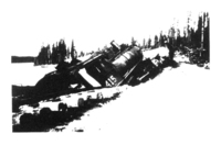 Flin Flon Railwaay Construction 1928 Engine 415 In Sink Hole 