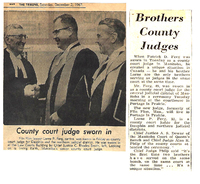 Patrick Ferg and Lorne Ferg Both Appointed Judges Dec. 2 1967