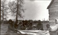 1923-1930 Native Family with Prepared Hide 