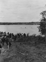 Canoe Derby in progress on Ross Lake. 1956