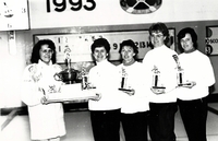 (L-R) (unknown), Joann Palmer, Jill Nomeland, Rhonda Scott, Kathy Goodman. 