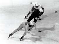 Speed skating action