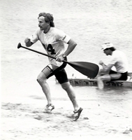 Canoe derby race action.