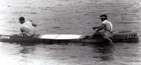 Canoe race action.