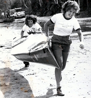 Canoe race portaging.