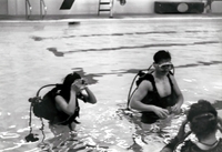 Scuba diving lessons in pool.