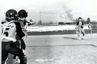 Youth baseball game action