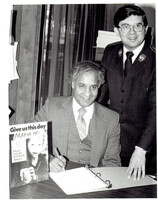  May 4th, 1981. Lt. Garland Foote of Salvation Army with Mayor Nazir Ahmad