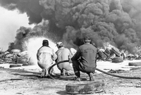 Firedepartment With Burning Tires 