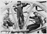 Installing the South Main Shaft upper Cable Wheel 1939