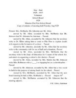 Minutes of theSchool Board for 1929 typed .