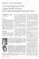 Two Years; Experience With Copper Anode Casting at HBM&S