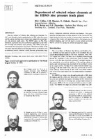 Deportment of Selected Minor Elements at the HBM&S Zinc Pressure Leach Plant 