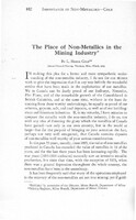 The Place of Non-Metallics in the Mining Industry 