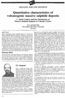 Quantitative Characteristics of Volcanogenic Massive Sulphitde Deposits 