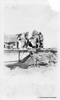 Constructing the Dam to drain Flin Flon Lake, C 1928