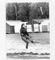 Carol Angell practicing her water skiing skills on Beaver Lake