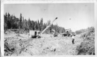 Dragline and HBM&S Truck working on a road no info D66