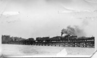 Laying Rails on the Channiing Trestle C 1928