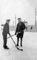 Alex Senko and pal skating C 1930 Flin Flon