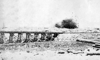 Blasting to level the ground for constgrucction of Flin Flon Plant C 1930