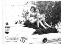 Lorraine Zacharias and Carol Hanson on Bay Float 1965