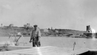 The 'Rock Fill Barge' on the move - Pilot Mil and No 2 Shaft in background C 1927