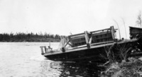Launching of the two barges bearing the bottom dump rock fill boxes C 1927