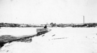 Hauling Rock Fill to the Dam site on Flin Flon Lake C 1927